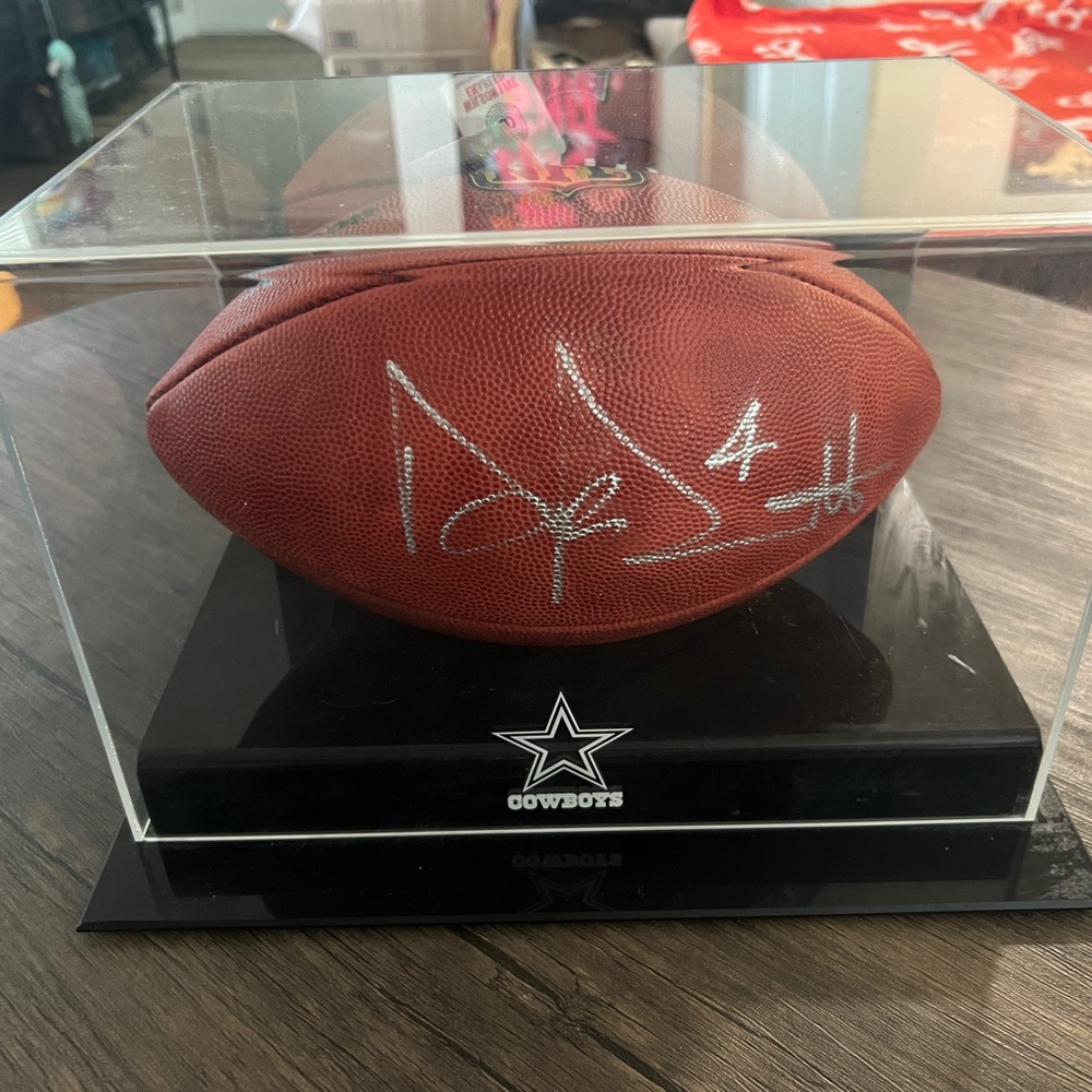 Dak Prescott Authentic Signed Football in Display Case Dallas Cowboys